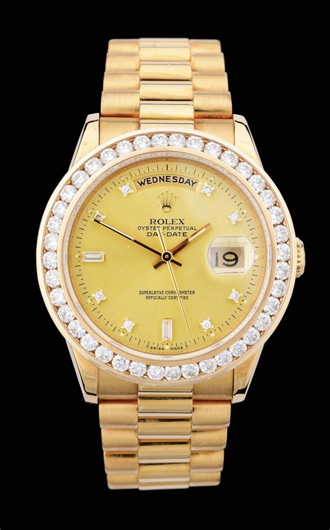 rolex president day-date in white gold with a champaign dial|rolex day date 18238 price.